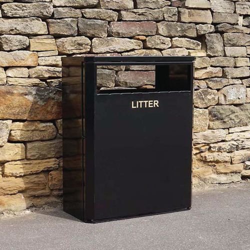 160 Litre Front Opening Galvanised Steel Litter Bin Complete  With 4 X Standard Apertures (2 X Front & 2 X Back) & 2 X Internal Liners