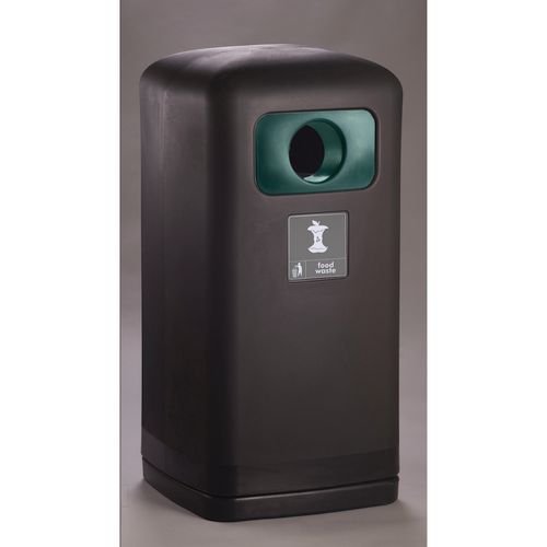 100 Litre Black Outdoor Recycling  Bin, Green Food Waste With Gull Flap