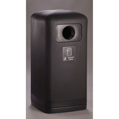 100 Litre Black Outdoor Recycling  Bin, Black General Waste With Gull Flap
