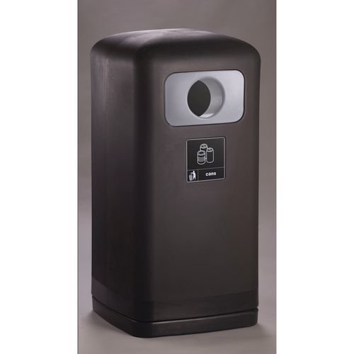 100 Litre Black Outdoor  Recycling Bin, Grey Can Waste