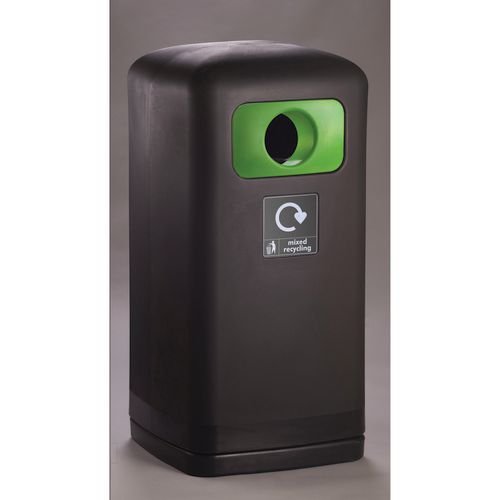 100 Litre Black Outdoor  Recycling Bin, Lime Mixed Recycling
