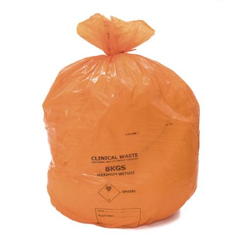 90L 8Kg Un Orange  Clinical Waste Sack 200Pcs (8 Rolls X 25 Pcs)