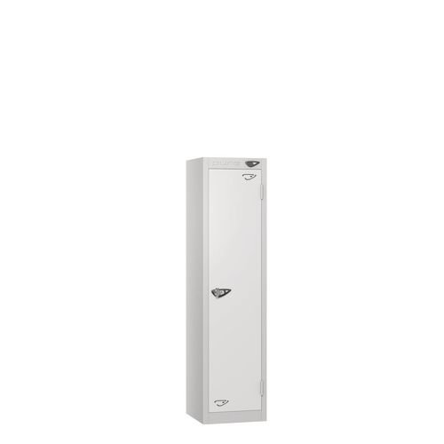 Low Tier Education 1 Door 1200  X  300 X 450 Hasp Locks Silver Body White Door