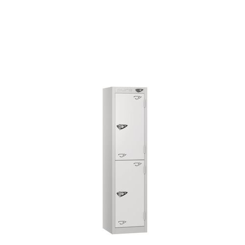 Low Tier Education 2 Door 1200  X  300 X 450 Hasp Locks Silver Body White Door