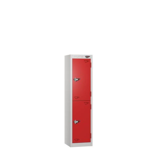 Low Tier Education 2 Door 1200  X  300 X 450 Hasp Locks Silver Body Red Door