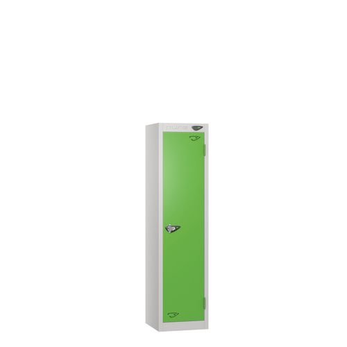 Low Tier Education 1 Door 1200  X  300 X 300 Hasp Locks Silver Body Green Door