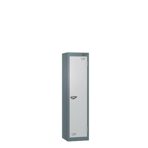 Low Tier Education 1 Door 1200  X  300 X 300 Hasp Locks Slate Body Silver Door