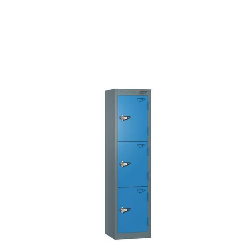 Low Tier Education 3 Door 1200  X 300 X 450 Hasp Locks Slate Body Blue Door