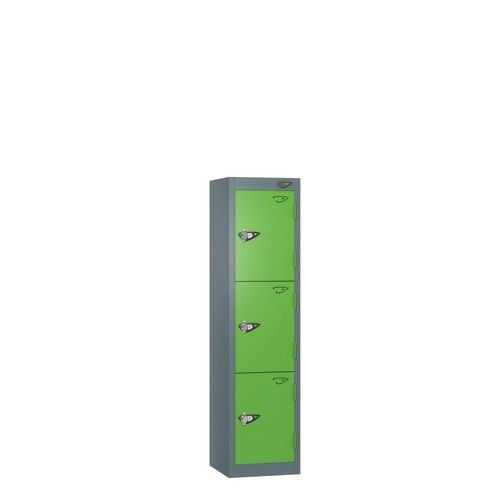 Low Tier Education 3 Door 1200  X 300 X 450 Hasp Locks Slate Body Green Door