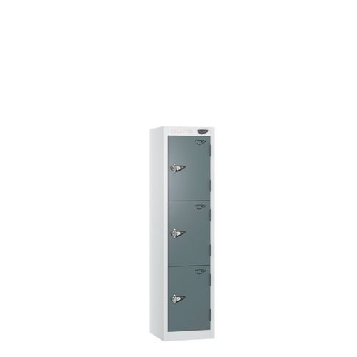 Low Tier Education 3 Door 1200  X 300 X 450 Hasp Locks White Body Slate Door