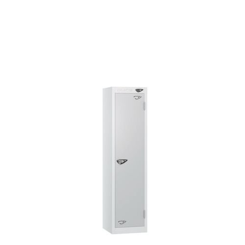 Low Tier Education 1 Door 1200  X  300 X 300 Hasp Locks White Body Silver Door