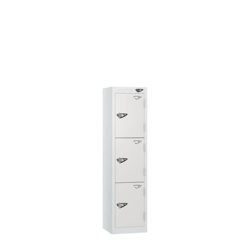 Low Tier Education 3 Door 1200  X 300 X 450 Hasp Locks White Body White Door