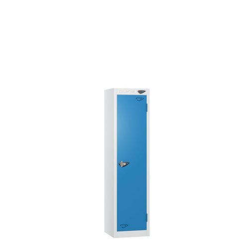 Low Tier Education 1 Door 1200  X  300 X 300 Hasp Locks White Body Blue Door