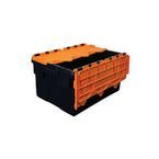 Attached Lid Containerwith Black Base and Orange Lid 56 l