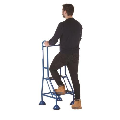 Domed Feet Handy Step  - 2 Tread With Side Handrail