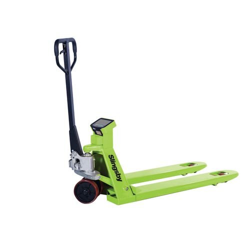 Scale Pallet Truck 2500Kg L X  W 1150 X 540mm. Poly Wheeling & Tandem Rollers