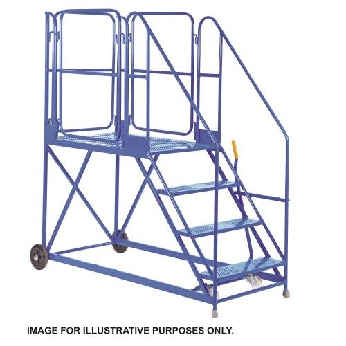 Climb-It Uk Work Platform - Easy  Slope - 1200mm Platform - 3 Tread - Blue