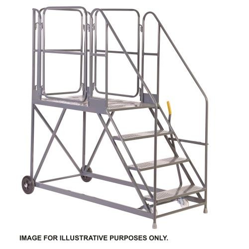 Climb-It Uk Work Platform - Easy  Slope - 1200mm Platform - 5 Tread - Grey