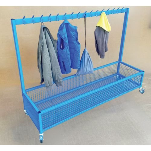 Single Mesh Cloakroom Trolley - Blue