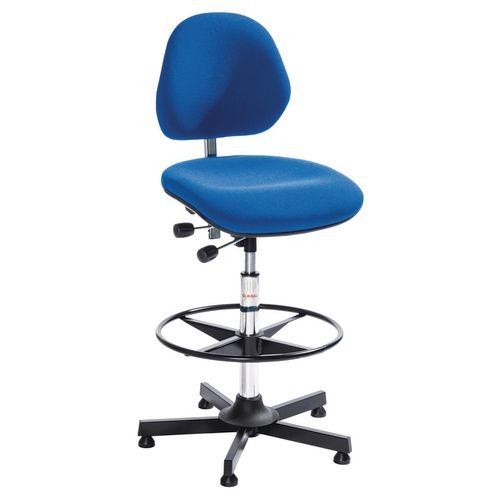 Aktiv Upholstered Chair - Steel Base + Glides + Footring Adj Seat Height 680-940mm