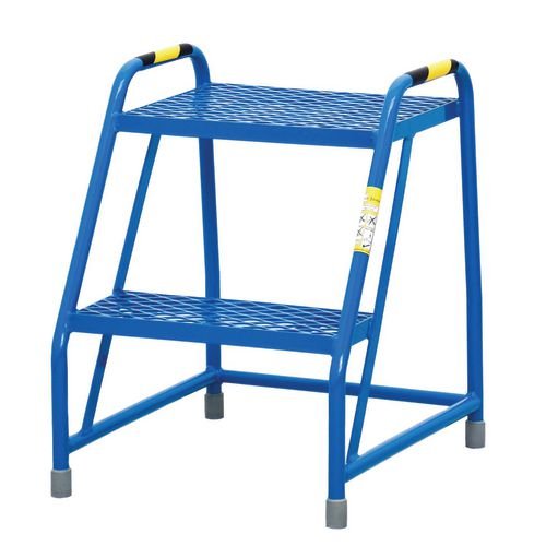 Sturdy Step-Up 2 Step Mesh Tread Blue Powder Coated Finish