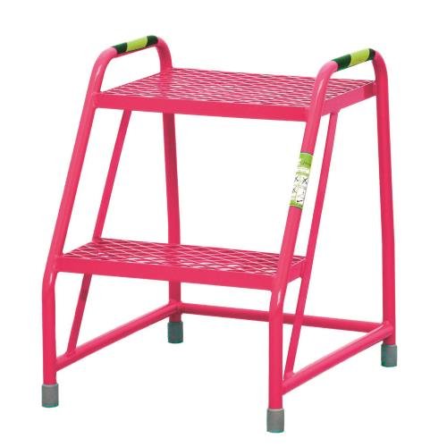 Sturdy Step-Up 2 Step  Mesh Tread Red Powder Coated Finish