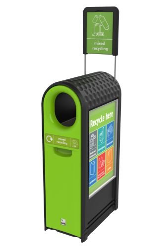 Ecoarc Recycling Bin C/W  Oval Aperture Finished In Lime Green