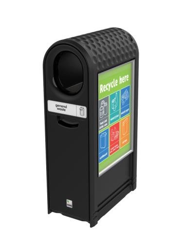 Ecoarc Recycling Bin C/W  Oval Aperture Finished In Black