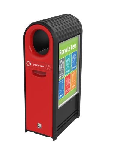 Ecoarc Recycling Bin C/W  Oval Aperture Finished In Red