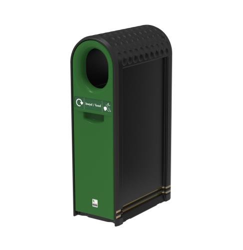 Ecoarc Recycling Bin C/W  Oval Aperture Finished In Dark Green