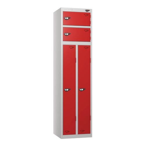 Two Person Locker  1800X450X450Flat Silver/Red