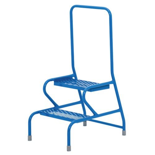 Stable Step-Up Static Two Step Mesh Tread, Rear Handrail, Powder Coated Finish