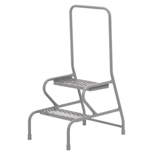 Stable Step-Up Static Two Step Mesh Tread, Rear Handrail, Powder Coated Finish