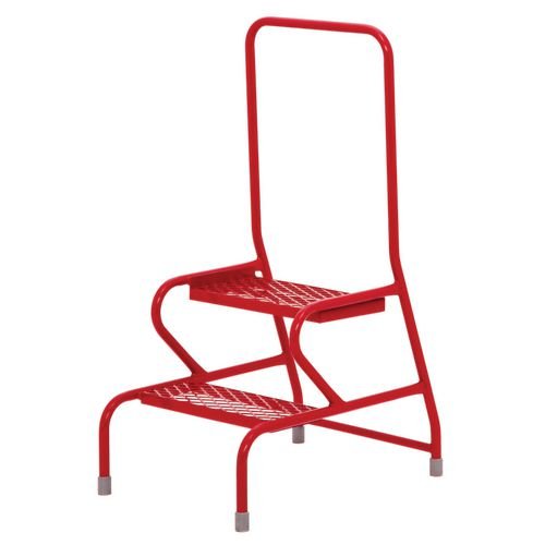 Stable Step-Up Static Two Step Mesh Tread, Rear Handrail, Powder Coated Finish