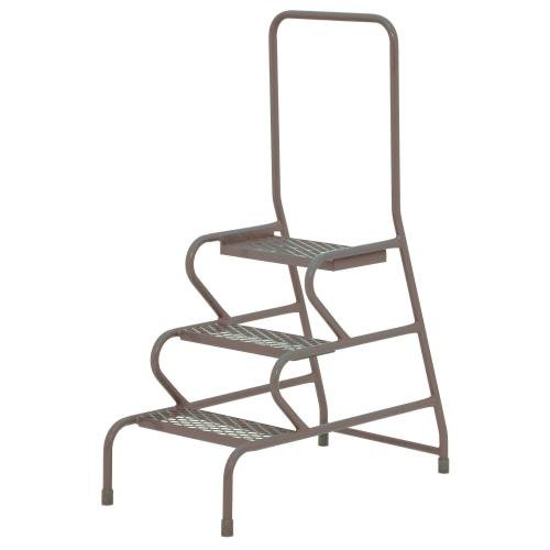 Stable Step-Up Static Three Step  Mesh Tread, Rear Handrail, Powder Coated Finish