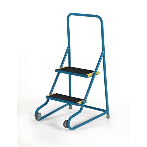 Tilt And Push 2 Step  Sure Grip Tread, Powder Coated Finish Blue