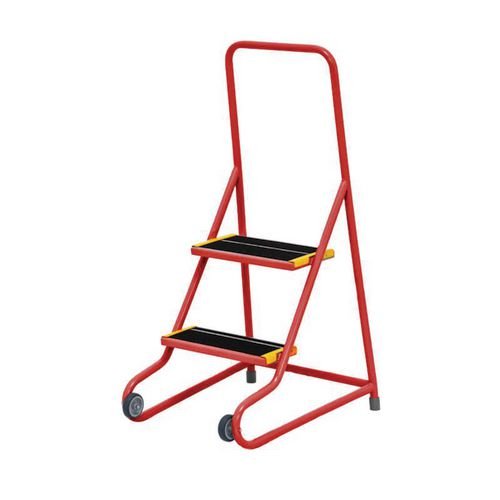 Tilt And Push 2 Step  Sure Grip Tread, Powder Coated Finish Red