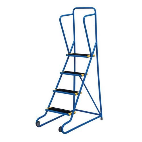 Tilt And Push 4 Step  Sure Grip Tread, Powder Coated Finish Blue