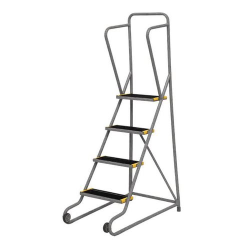 Tilt And Push 4 Step  Sure Grip Tread, Powder Coated Finish Grey
