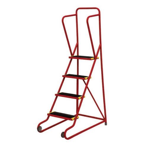 Tilt And Push 4 Step  Grip Tread, Powder Coated Finish Red