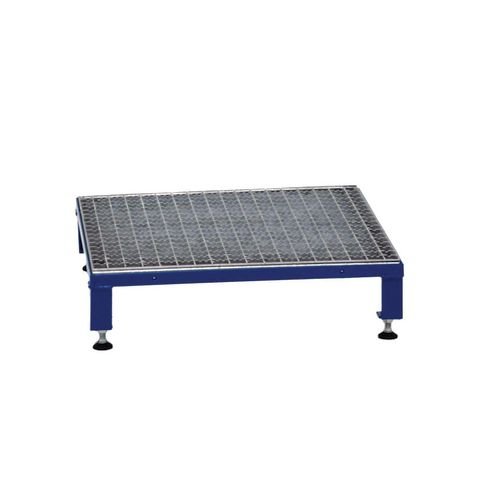 Galvanised Mesh Grid Work Platform  610 X 610, Height Adjustable Feet 140 To 210 mm High - Blue