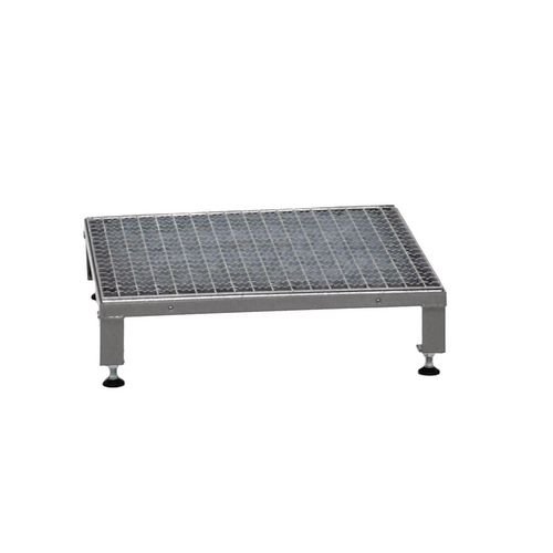Galvanised Mesh Grid Work Platform  610 X 610, Height Adjustable Feet 140 To 210 mm High - Grey