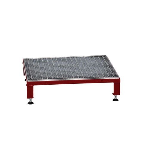Galvanised Mesh Grid Work Platform  610 X 610, Height Adjustable Feet 140 To 210 mm High - Red