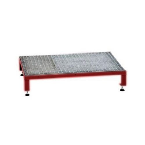 Galvanised Mesh Grid Work Platform  910 X 610, Height Adjustable Feet 140 To 210 mm High - Red