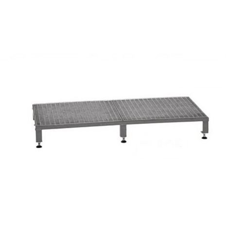 Galvanised Mesh Grid Work Platform  1210 X 610, Height Adjustable Feet 140 - 210 mm High - Grey