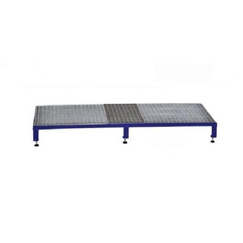 Galvanised Mesh Grid Work Platform  1510 X 610, Height Adjustable Feet 140 To 210 mm High - Blue