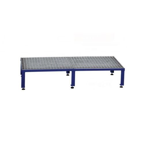Galvanised Mesh Grid Work Platform  1210 X 610, Height Adjustable Feet 230 To 300 mm High - Blue