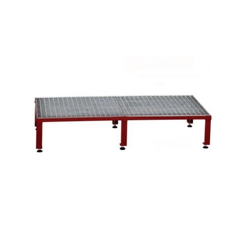 Galvanised Mesh Grid Work Platform  1210 X 610, Height Adjustable Feet 230 To 300 mm High - Red
