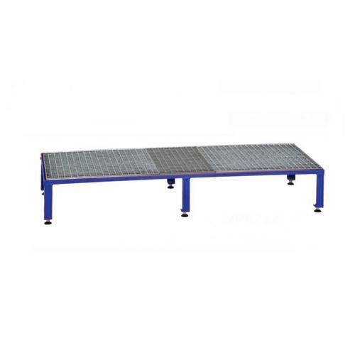 Galvanised Mesh Grid Work Platform  1510 X 610, Height Adjustable Feet 230 To 300 High - Blue