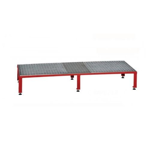 Galvanised Mesh Grid Work Platform  1510 X 610, Height Adjustable Feet 230 To 300 High - Red